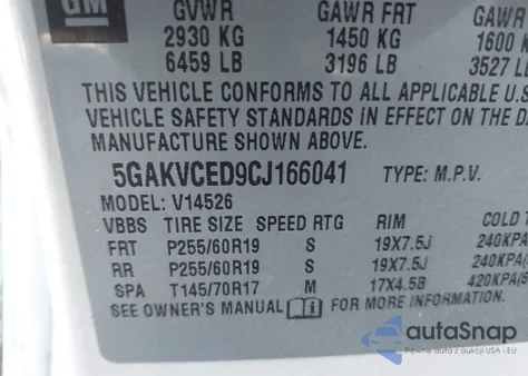 2012 Buick Enclave Leather from USA, damaged, VIN 5GAKVCED9CJ166041